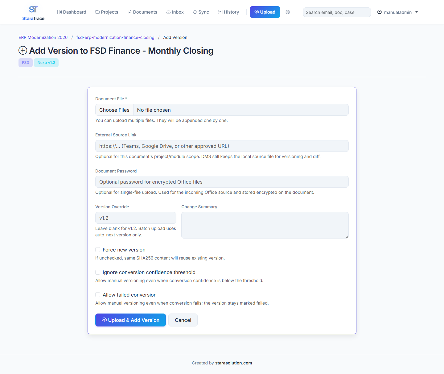 Form add version