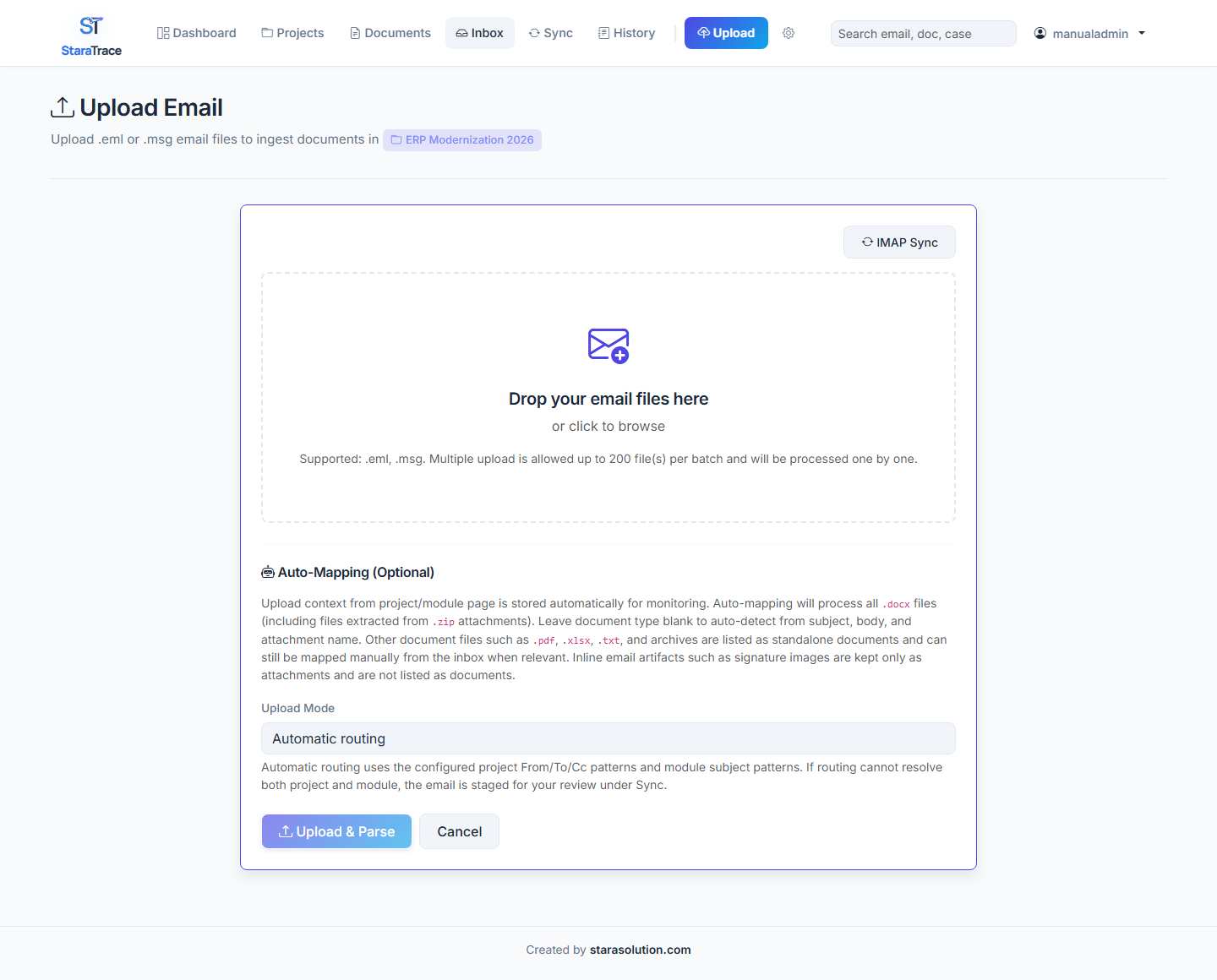 Upload email