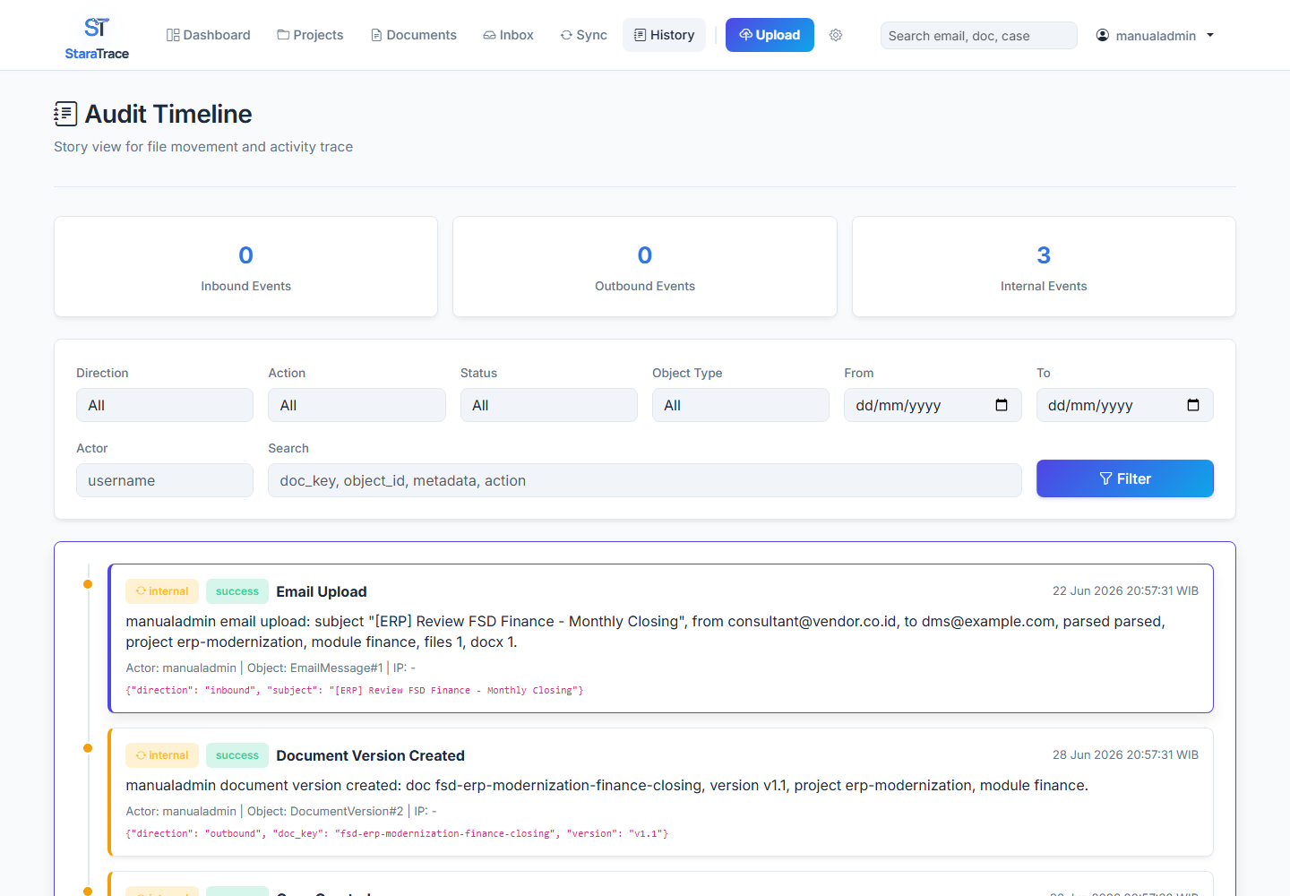 Audit timeline