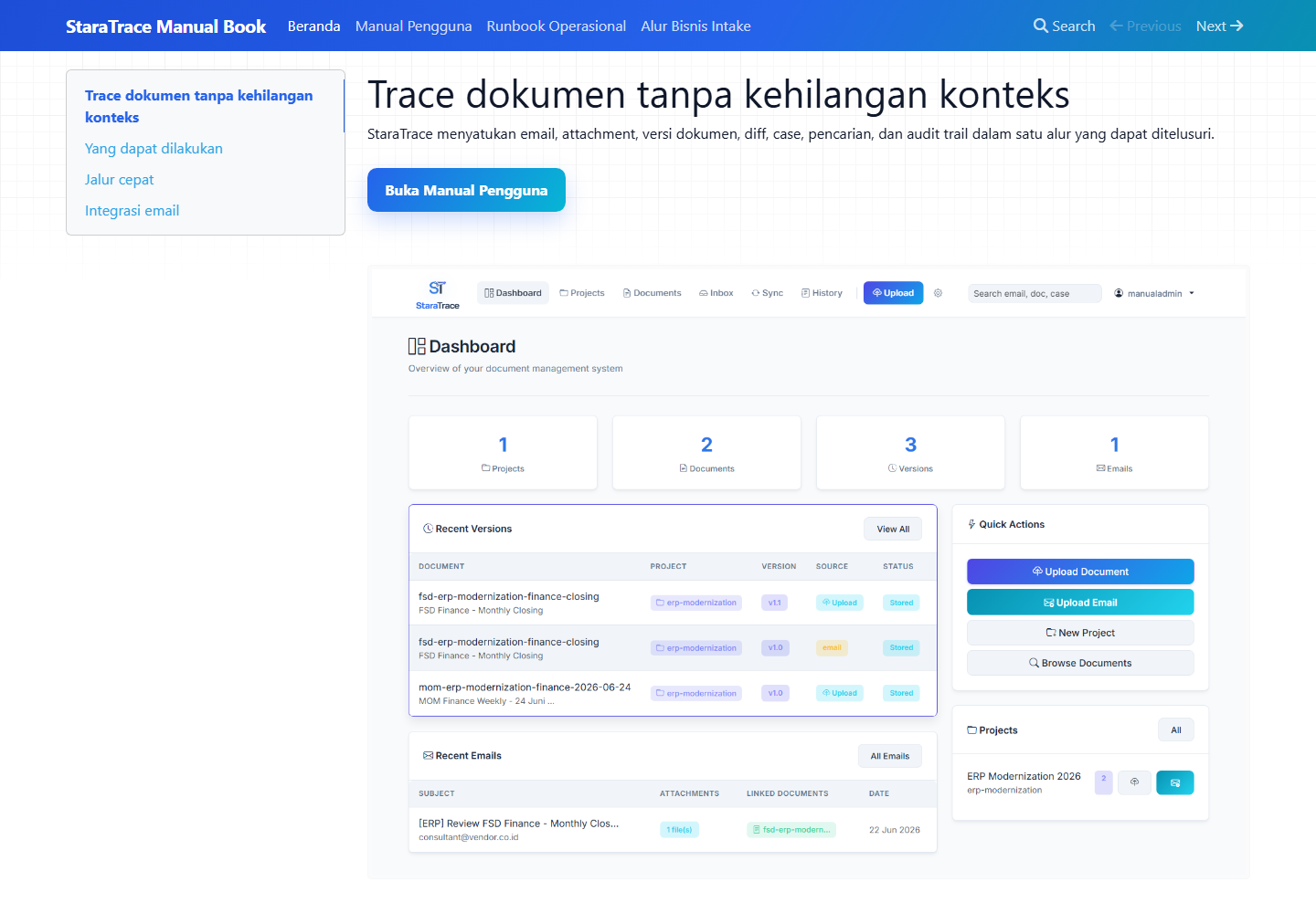 Situs MkDocs StaraTrace